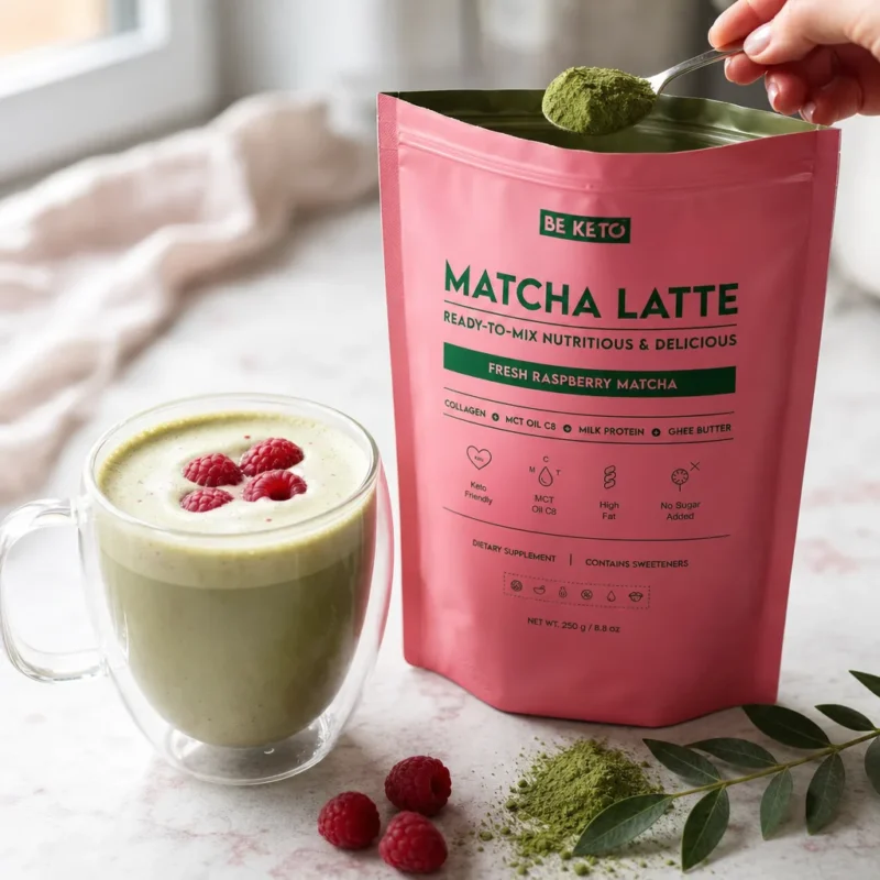Matcha Latte (Olej MCT C8 & Kolagen & Ghee) – Świeża Malina 250g