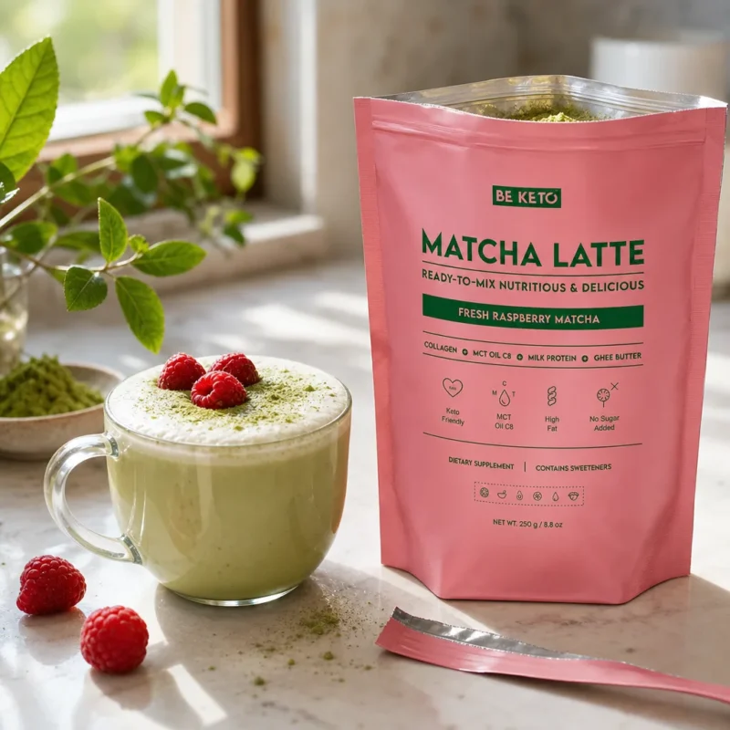 Matcha Latte (Olej MCT C8 & Kolagen & Ghee) – Świeża Malina 250g