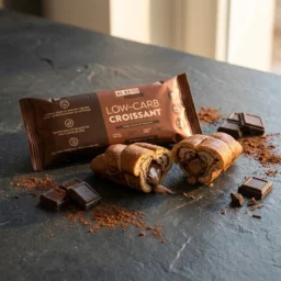Niskowęglowodanowy Croissant Podwójna Czekolada 50g – Lifestyle 1 Niskowęglowodanowy Croissant Podwójna Czekolada 50g