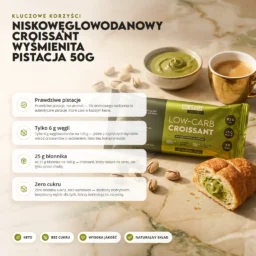 Niskowęglowodanowy Croissant Wyśmienita Pistacja 50g – Benefit Niskowęglowodanowy Croissant Wyśmienita Pistacja 50g