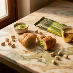 Niskowęglowodanowy Croissant Wyśmienita Pistacja 50g – Lifestyle 2 Niskowęglowodanowy Croissant Wyśmienita Pistacja 50g